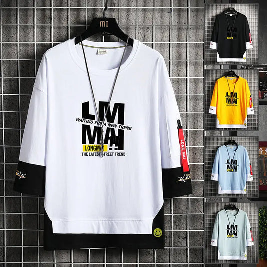 Chic Harajuku Men's Graphic T-Shirt - Fashion Streetwear Short Sleeve Tops