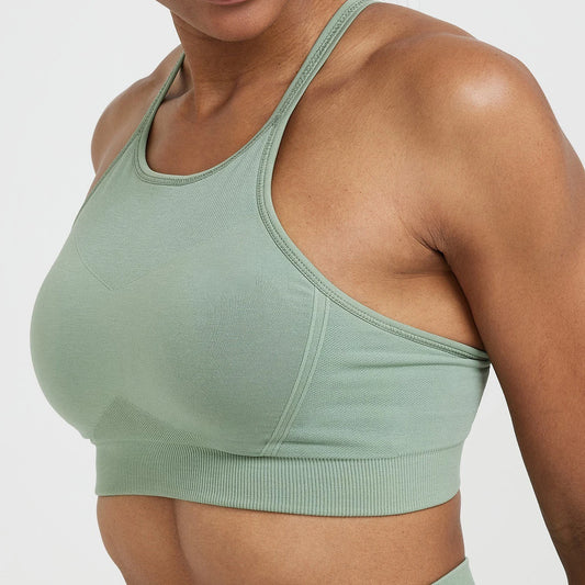 Effortless Micro Women's Seamless Sports Bra - Adjustable Strap, Cross Back Design