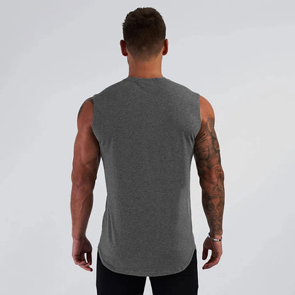 Breathable Cotton O-Neck Tank Top for Men - Ideal for Gym and Sports